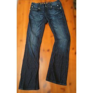 Rock Revival Jeans Dark Blue Wash Faded Distressed Heath Bootcut Size 30